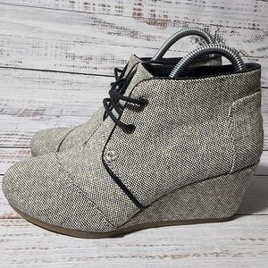 Toms Wedge Heel Ankle Boots Size Women's 8 Black Desert Gold Metallic 690515